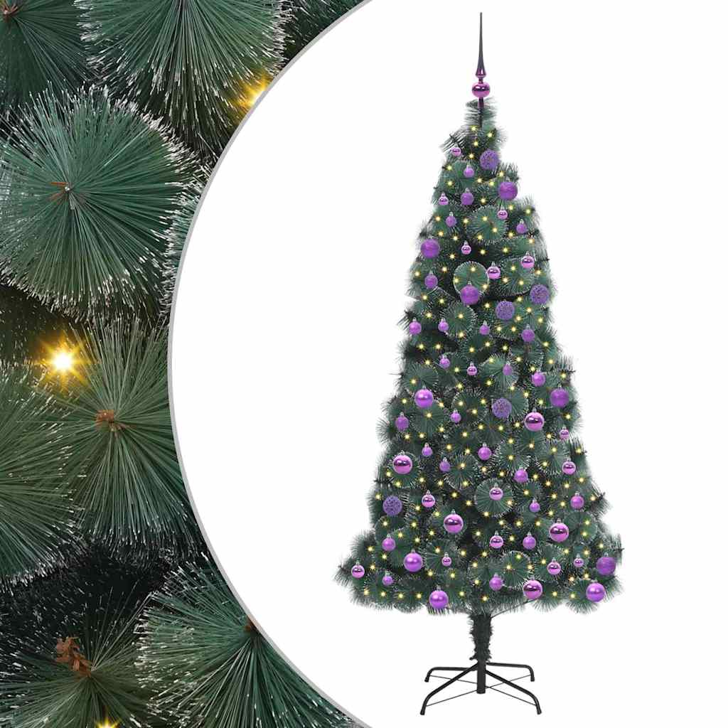 Vidaxl kunstmatige voorverlichte kerstboom met ballenset groen 180 cm