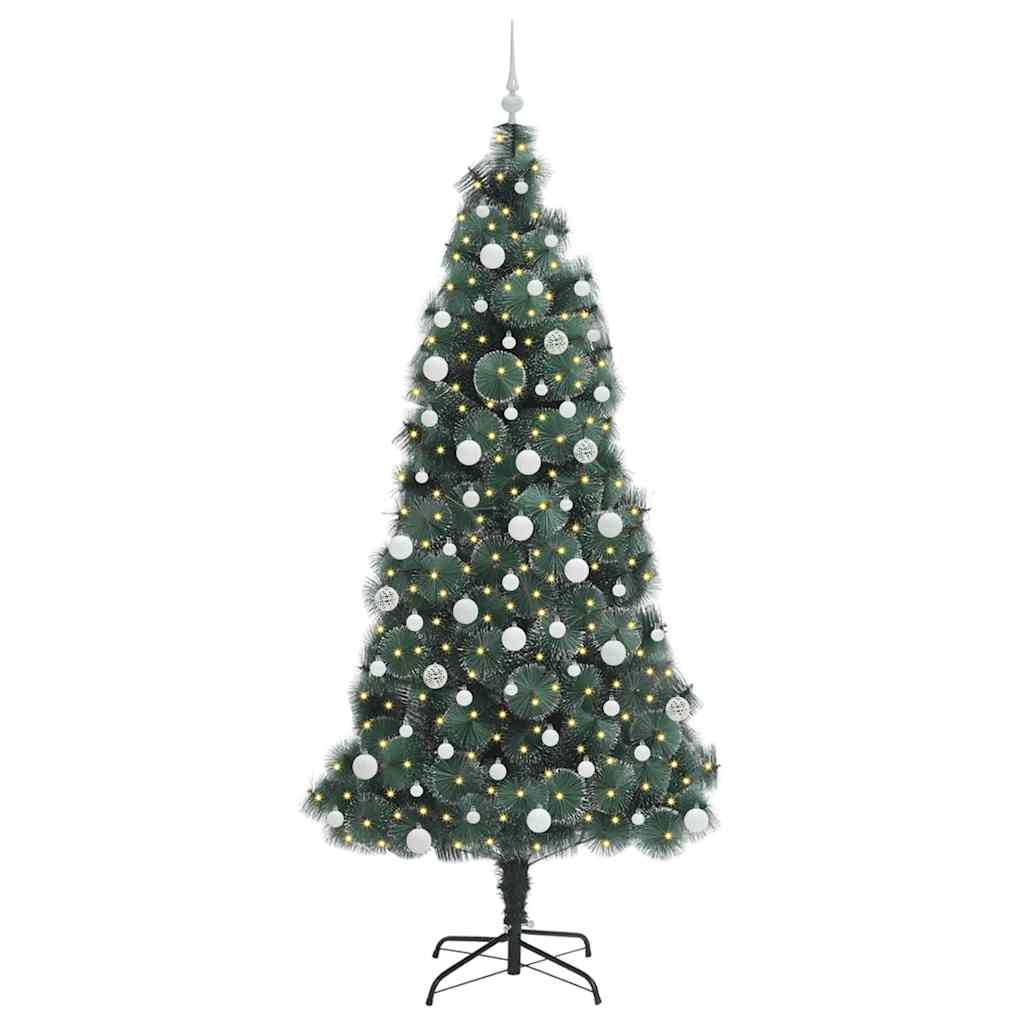 Vidaxl kunstmatige voorverlichte kerstboom met ballenset groen 210 cm