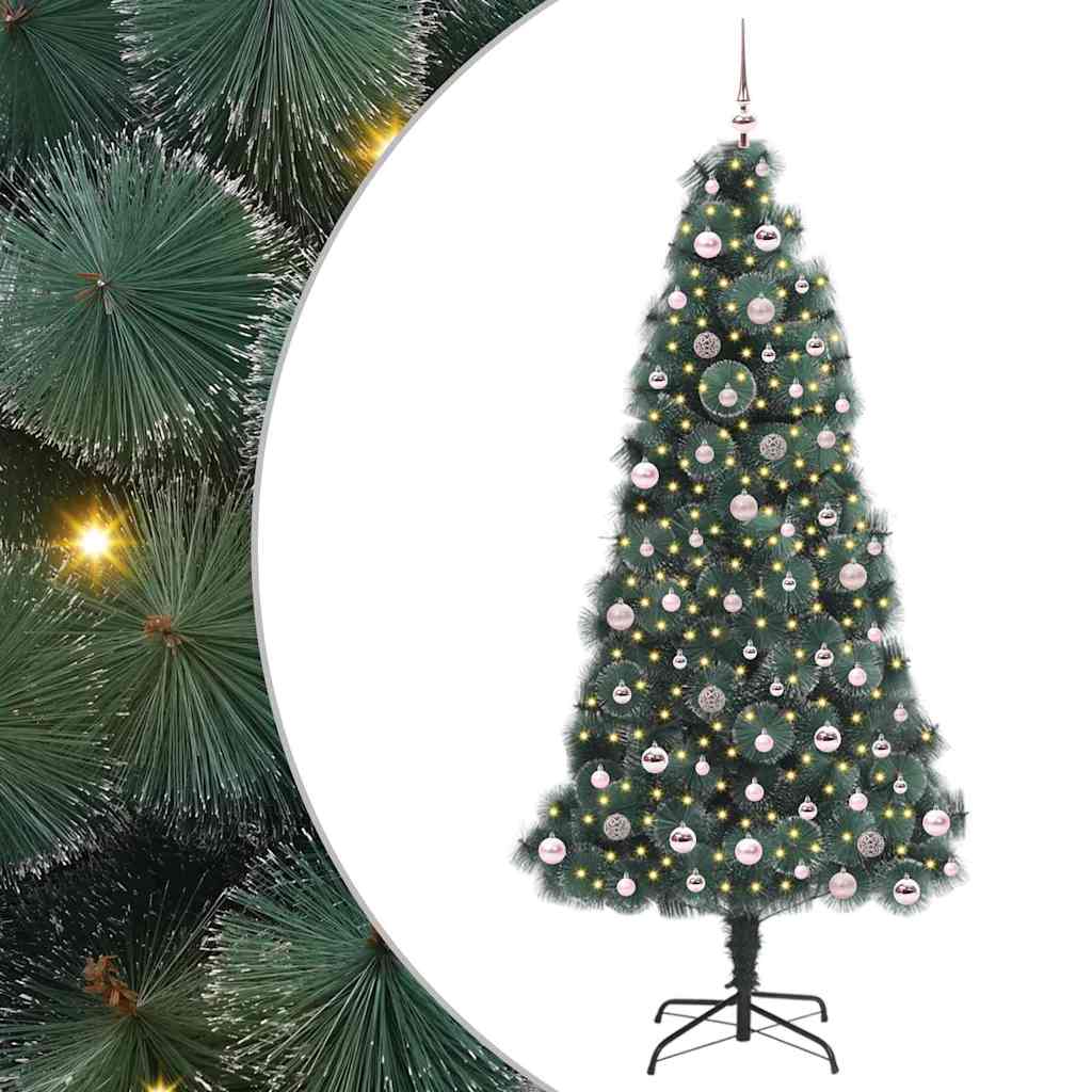 Vidaxl kunst kerstboom met verlichting en ballenset groen 240 cm pet