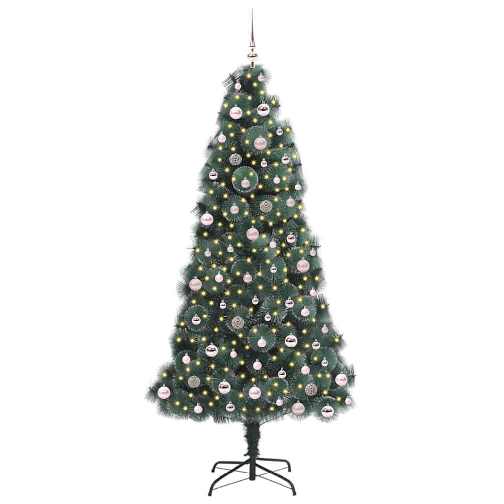 Vidaxl kunst kerstboom met verlichting en ballenset groen 240 cm pet