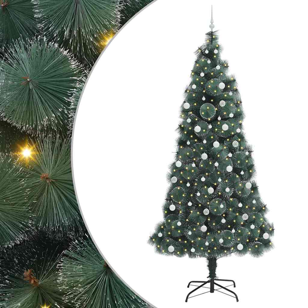 Vidaxl kunstkerstboom met voorverlichting en ballenset groen 240 cm