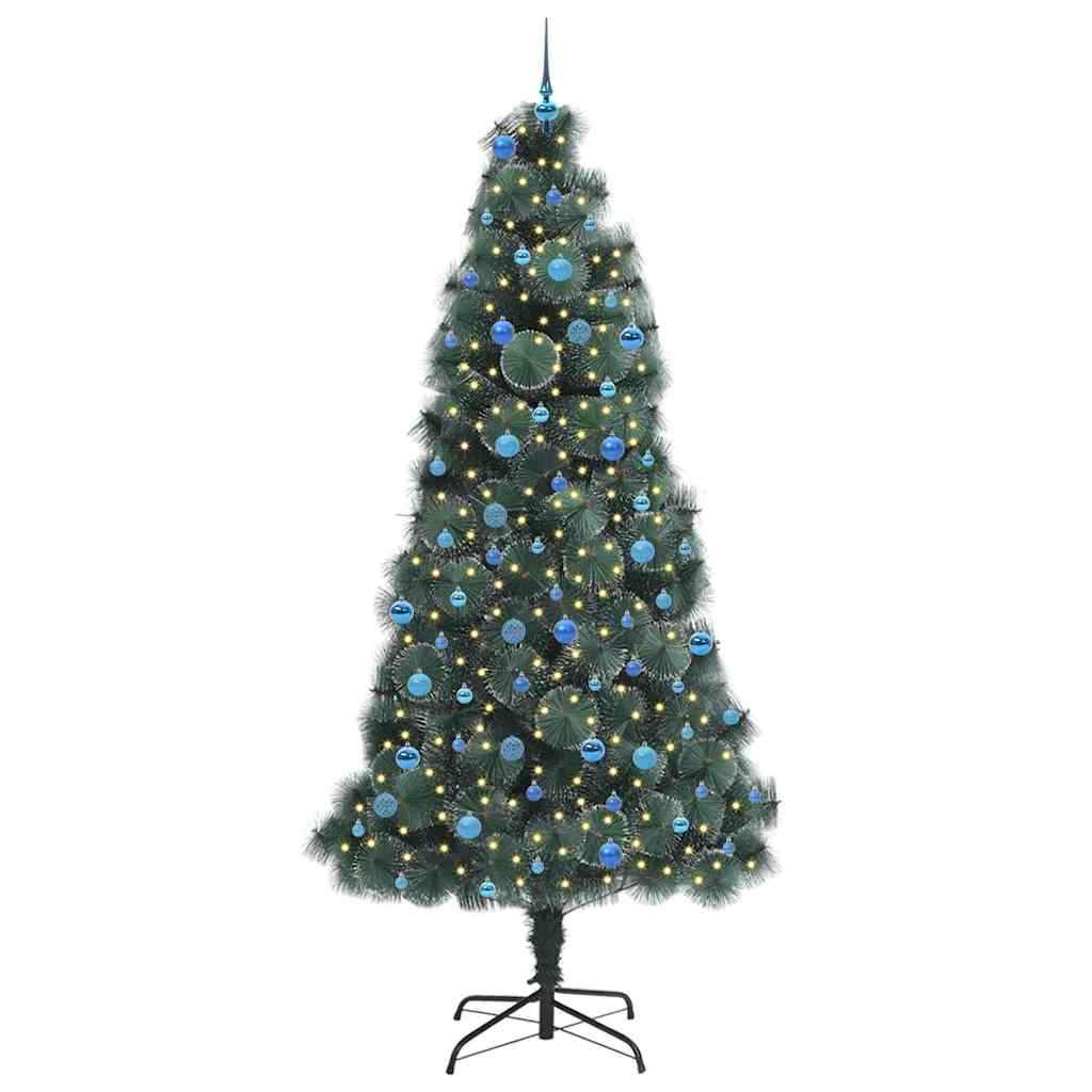 Vidaxl kunstmatige voorverlichte kerstboom met ballenset groen 240 cm