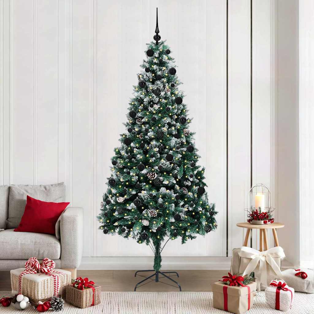 Vidaxl kunstkerstboom groen 210 cm pvc en staal en kunststof