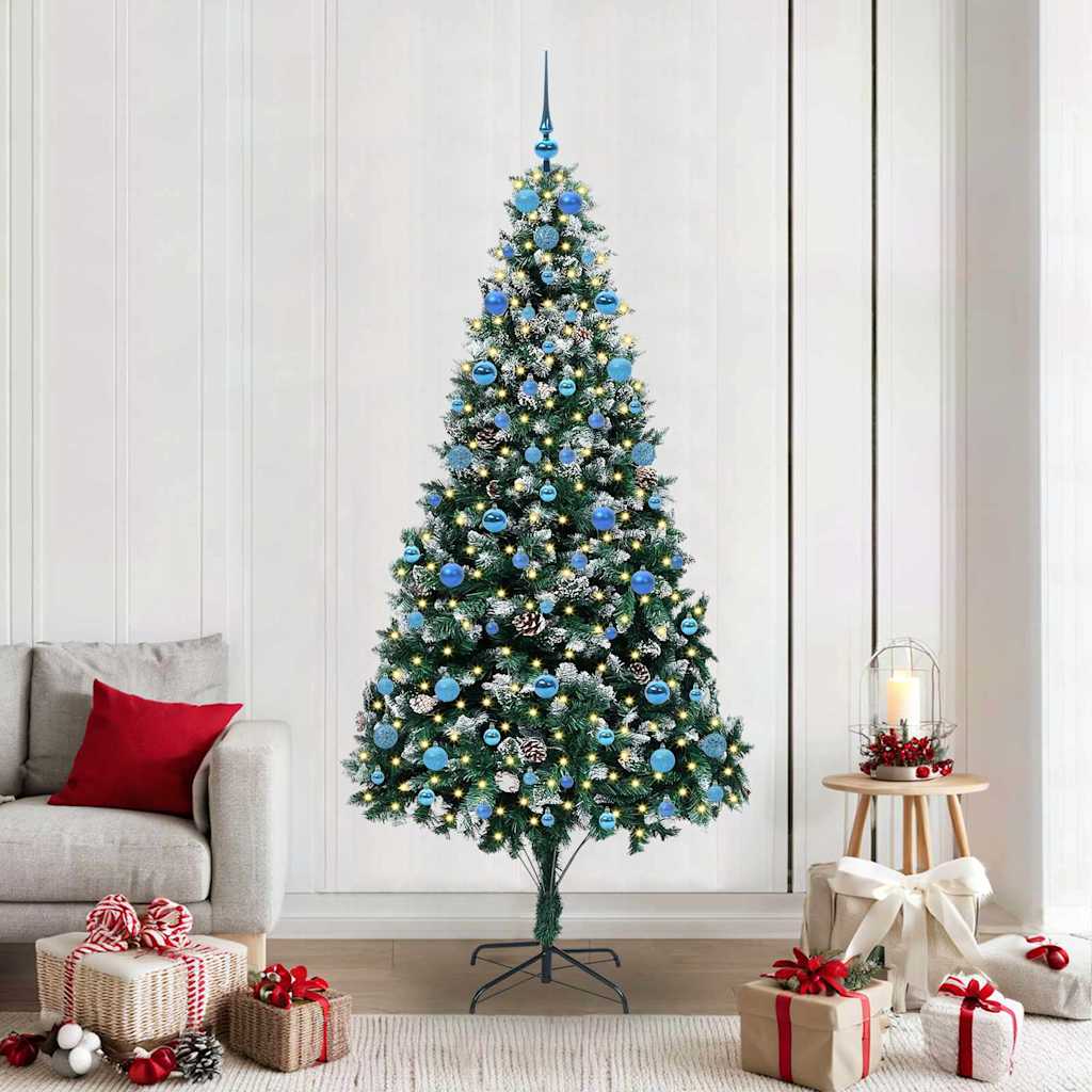 Vidaxl kunstkerstboom groen 210 cm pvc en staal en kunststof