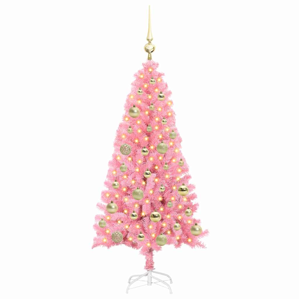 Vidaxl kerstboom met 150 led met standaard roze 120 cm pvc