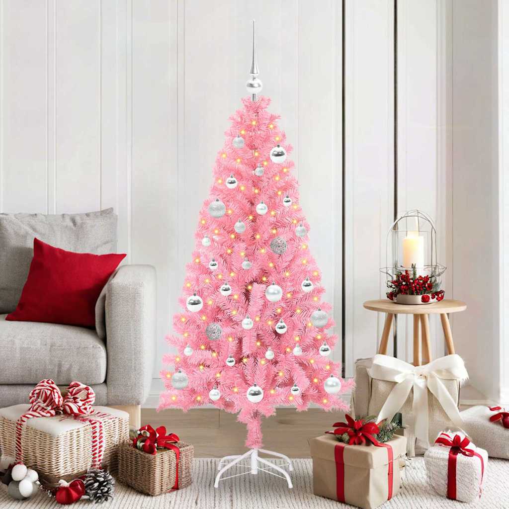 Vidaxl kerstboom met 150 led met standaard roze 150 cm pvc