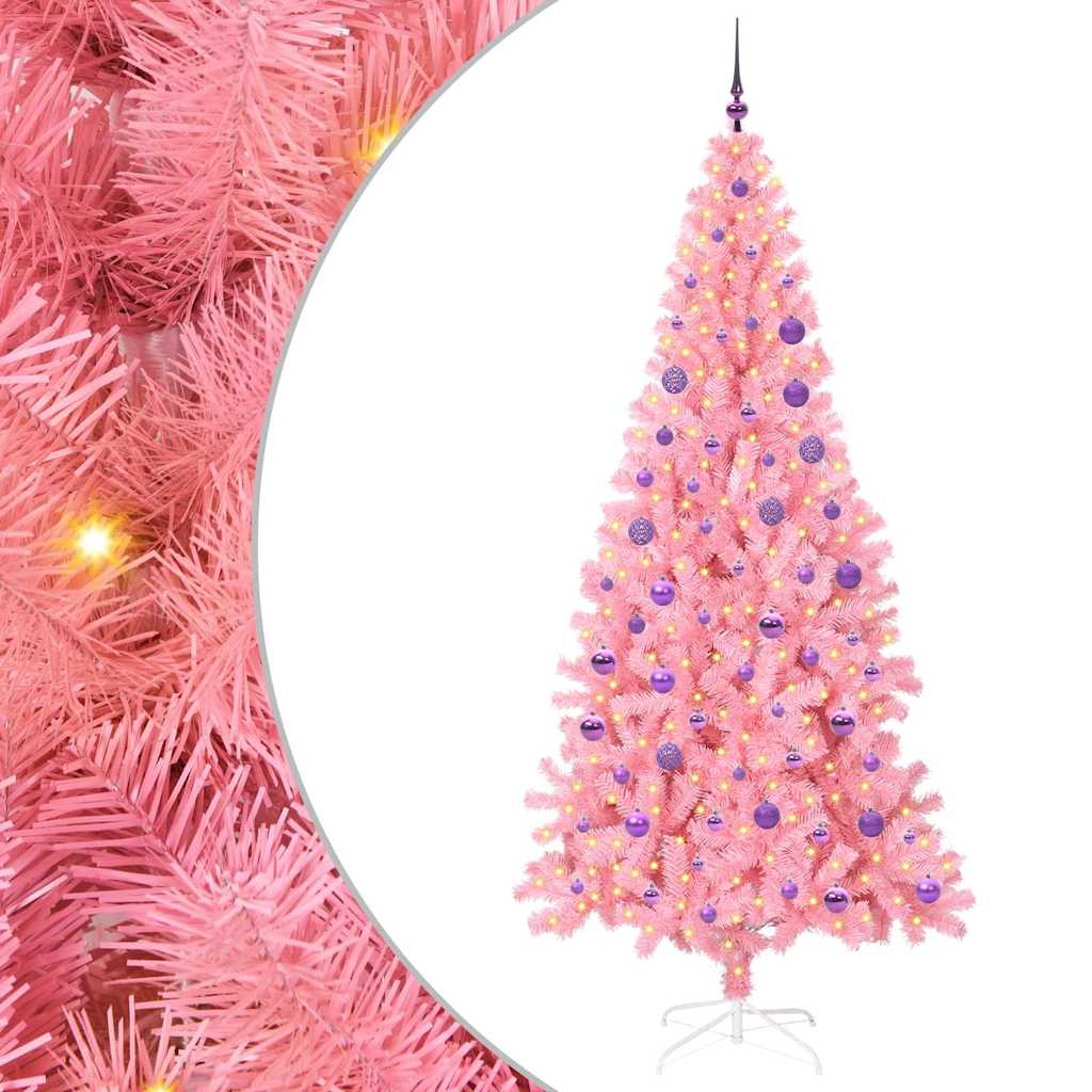 Vidaxl kerstboom met 300 led met standaard roze 180 cm pvc