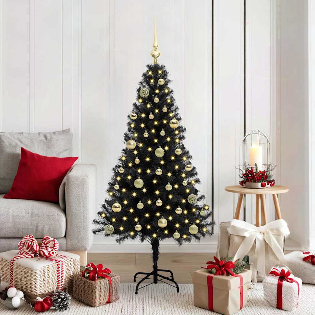 Vidaxl kerstboom met 150 led met standaard zwart 150 cm pvc