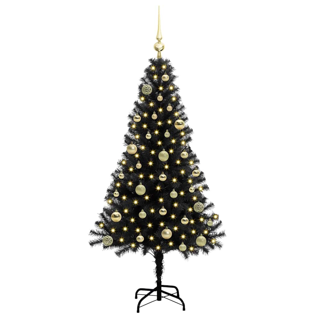 Vidaxl kerstboom met 150 led met standaard zwart 150 cm pvc