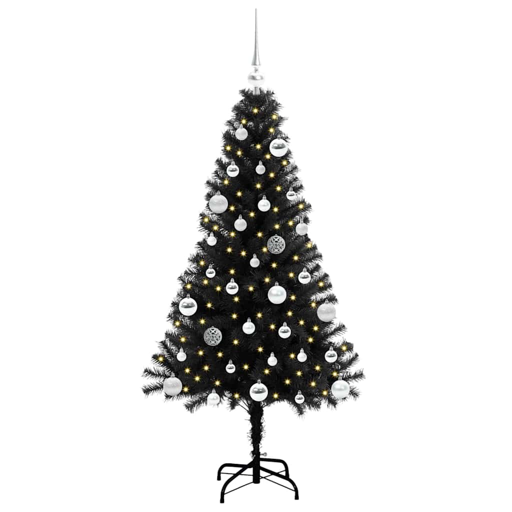 Vidaxl kerstboom met 150 led met standaard zwart 150 cm pvc