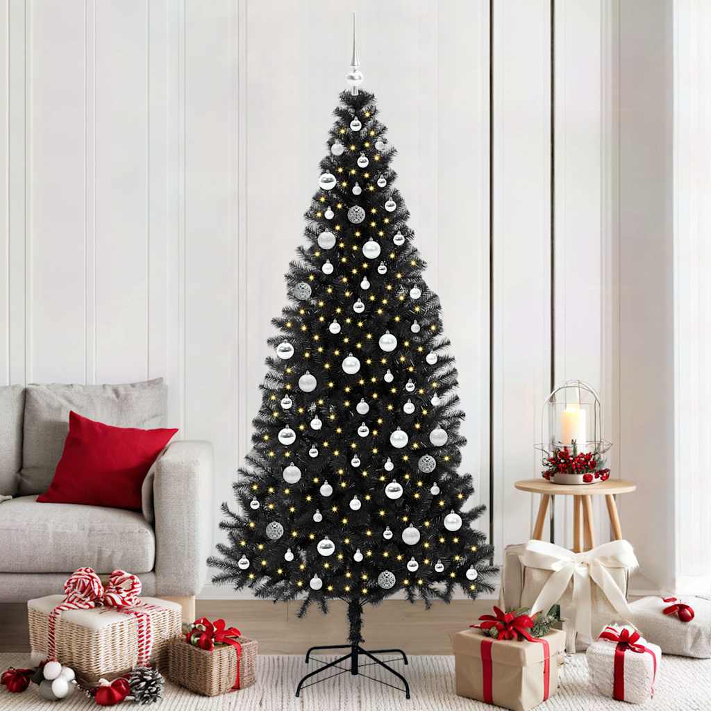 Vidaxl kerstboom met 300 led met standaard zwart 210 cm pvc