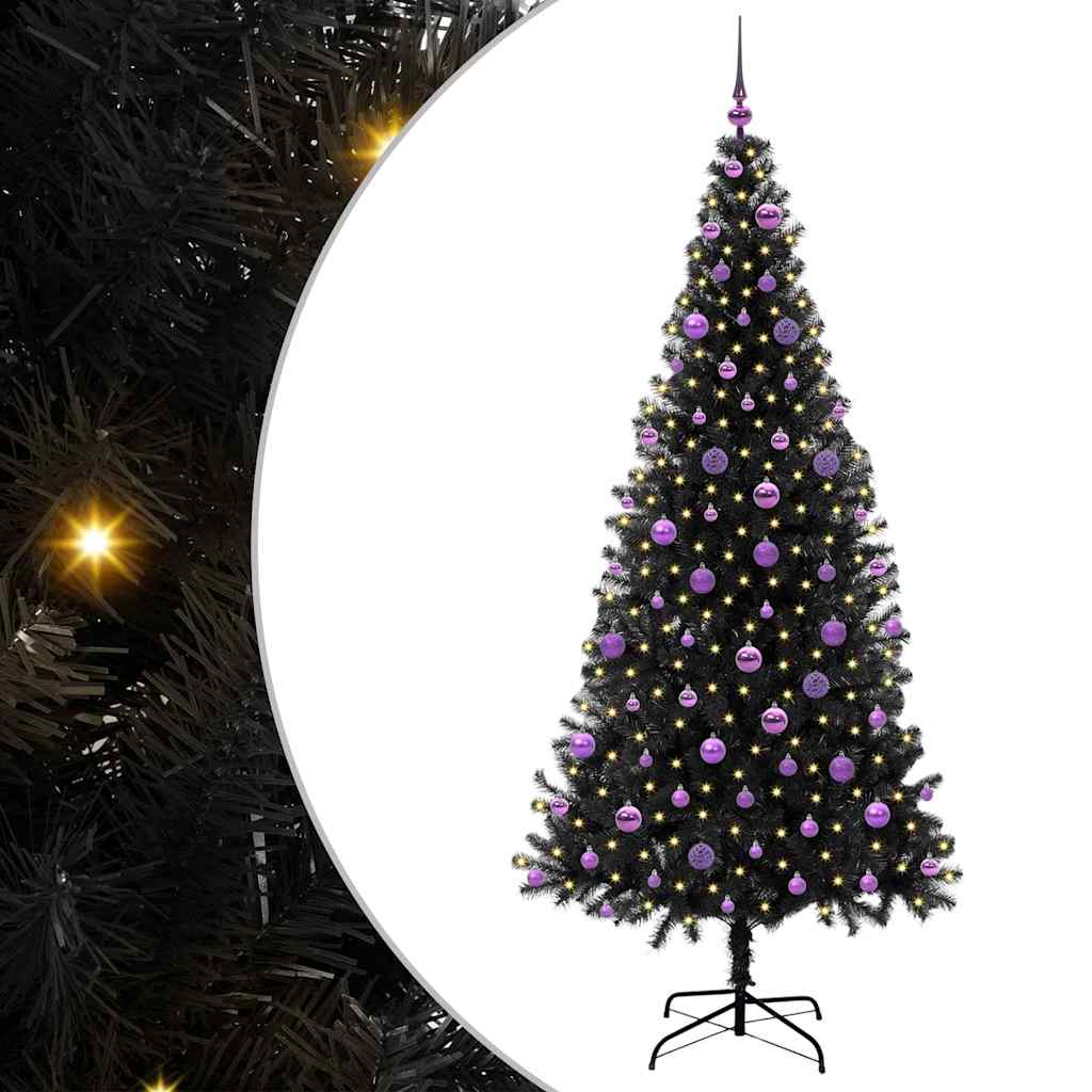 Vidaxl kerstboom met 300 led met standaard zwart 210 cm pvc