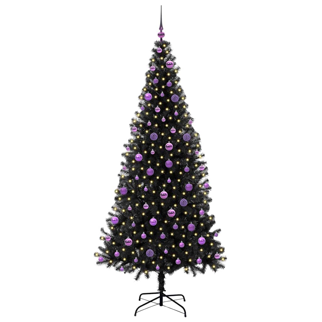 Vidaxl kerstboom met 300 led met standaard zwart 210 cm pvc