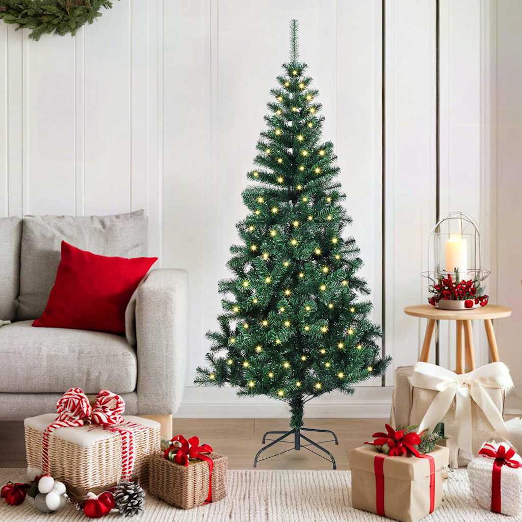 Vidaxl kunstmatig voorverlicht kerstboom groen 150 cm pvc en metaal