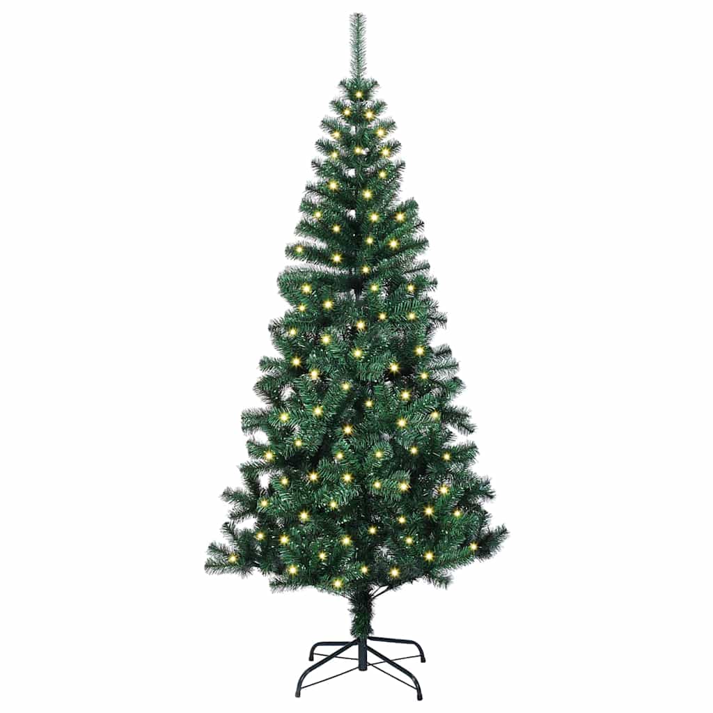 Vidaxl kunstmatig voorverlicht kerstboom groen 150 cm pvc en metaal