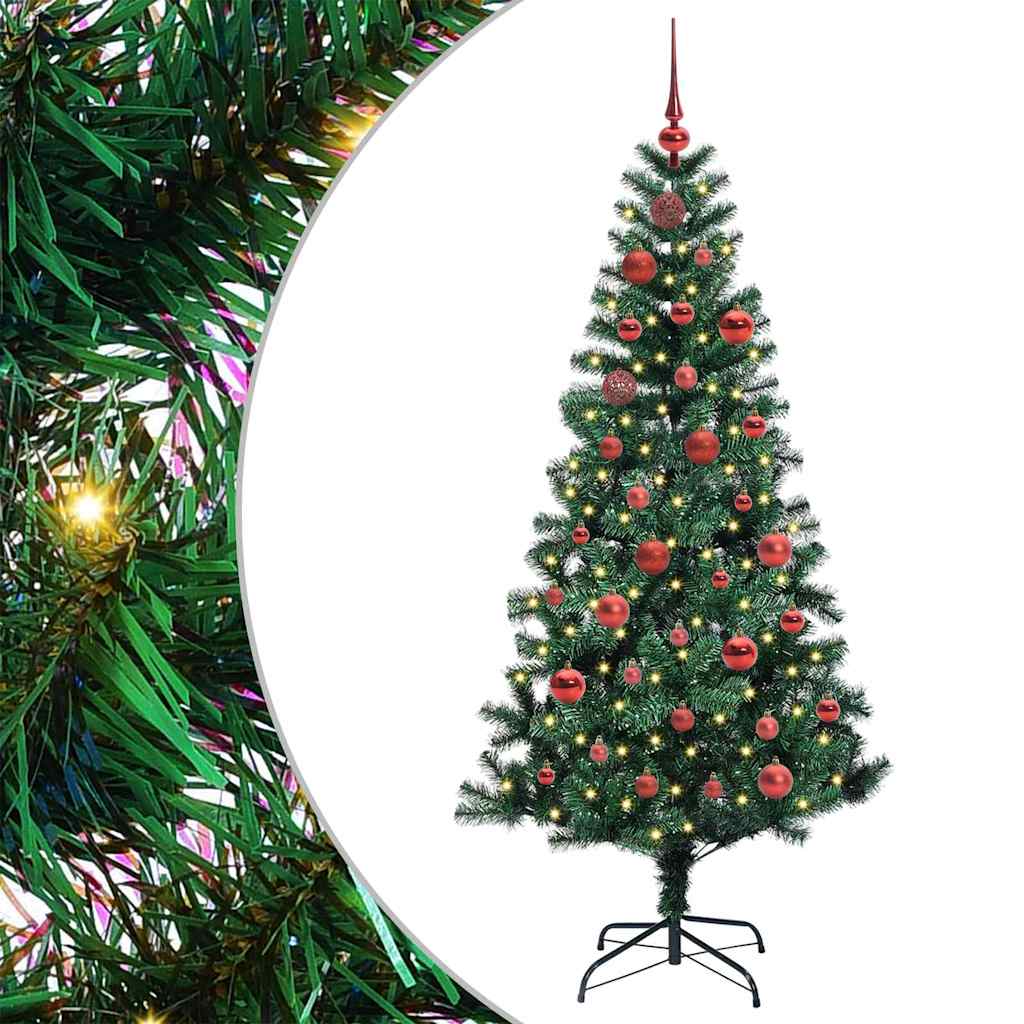 Vidaxl kunstmatig voorverlicht kerstboom groen 150 cm pvc en metaal