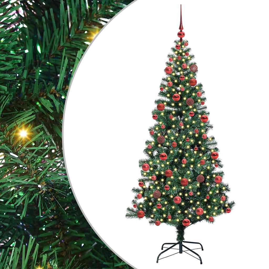 Vidaxl kunstmatig voorverlicht kerstboom groen 180 cm pvc en metaal