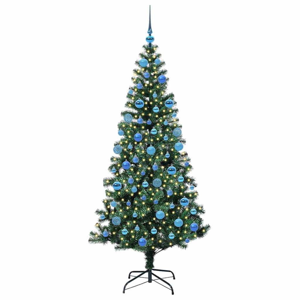 Vidaxl kunstmatig voorverlicht kerstboom groen 180 cm pvc en metaal