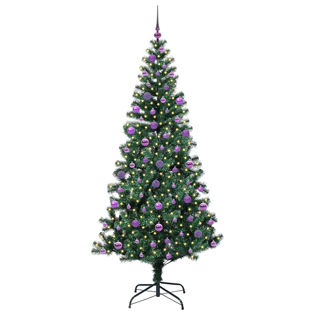 Vidaxl kunstmatig voorverlicht kerstboom groen 210 cm pvc en metaal