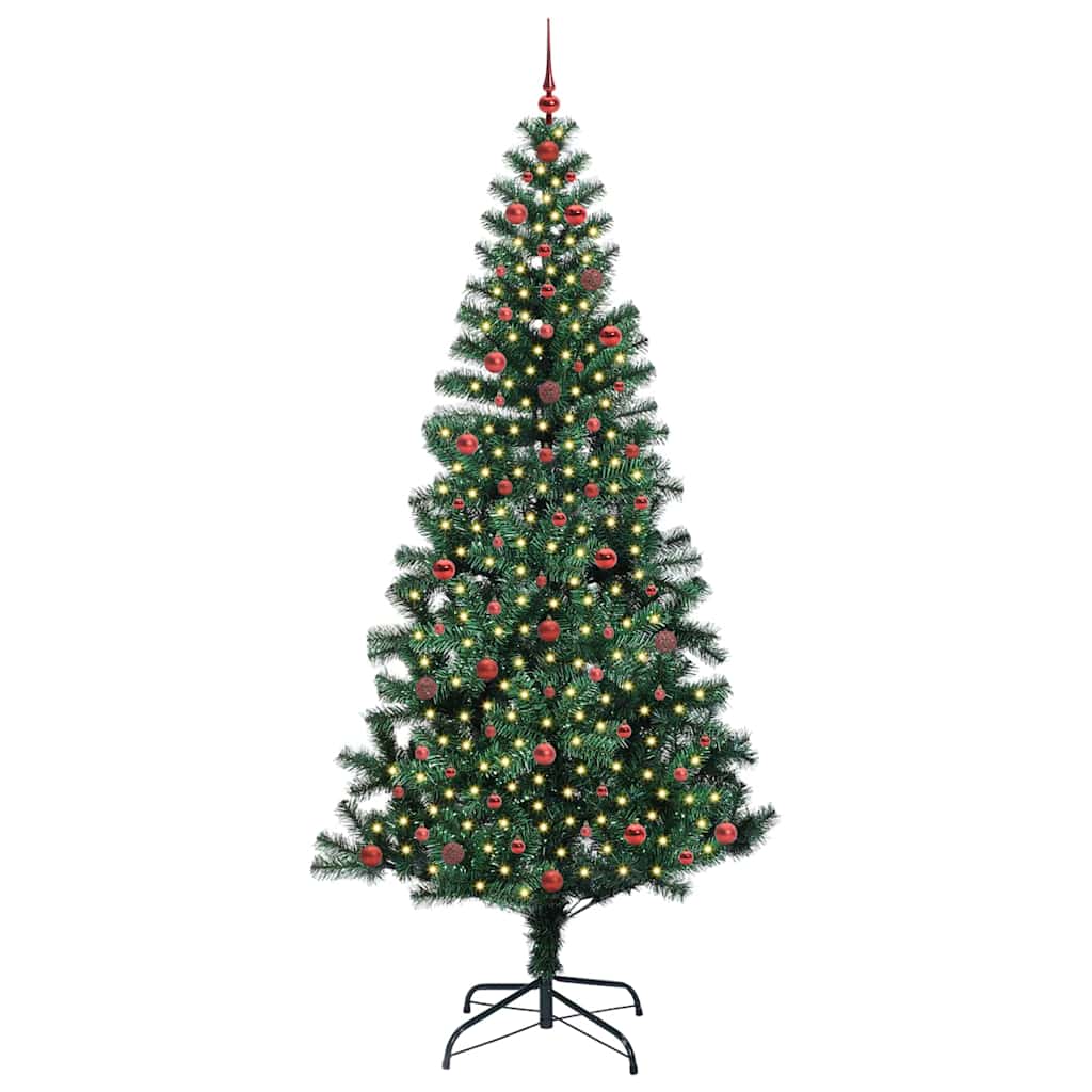 Vidaxl kunstmatig voorverlicht kerstboom groen 240 cm pvc en metaal