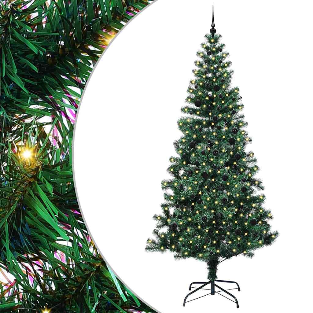Vidaxl kunstmatig voorverlicht kerstboom groen 240 cm pvc en metaal