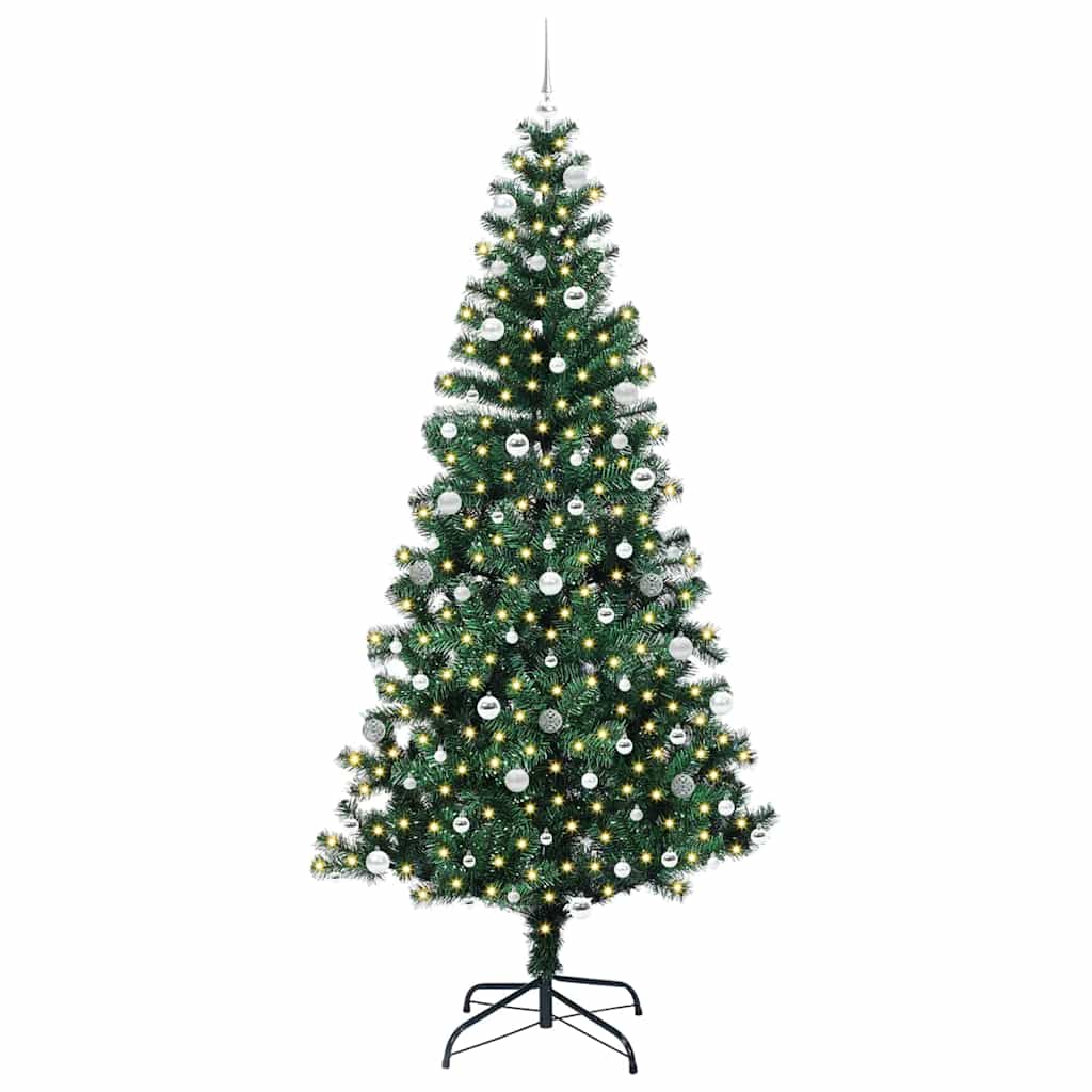 Vidaxl kunstmatig voorverlicht kerstboom groen 240 cm pvc en metaal
