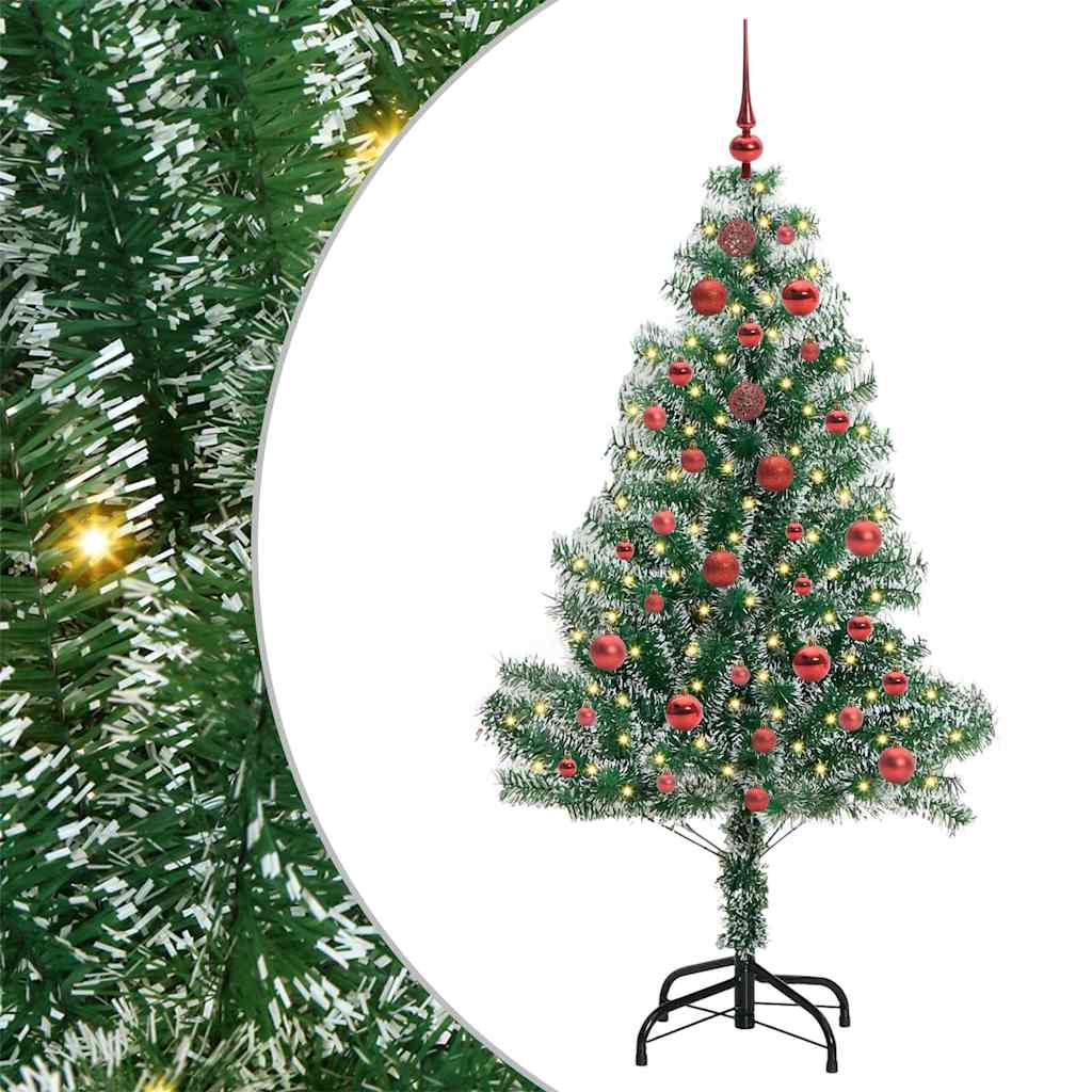 Vidaxl kunstmatige kerstboom sneeuw gevlochten met led licht 150 cm