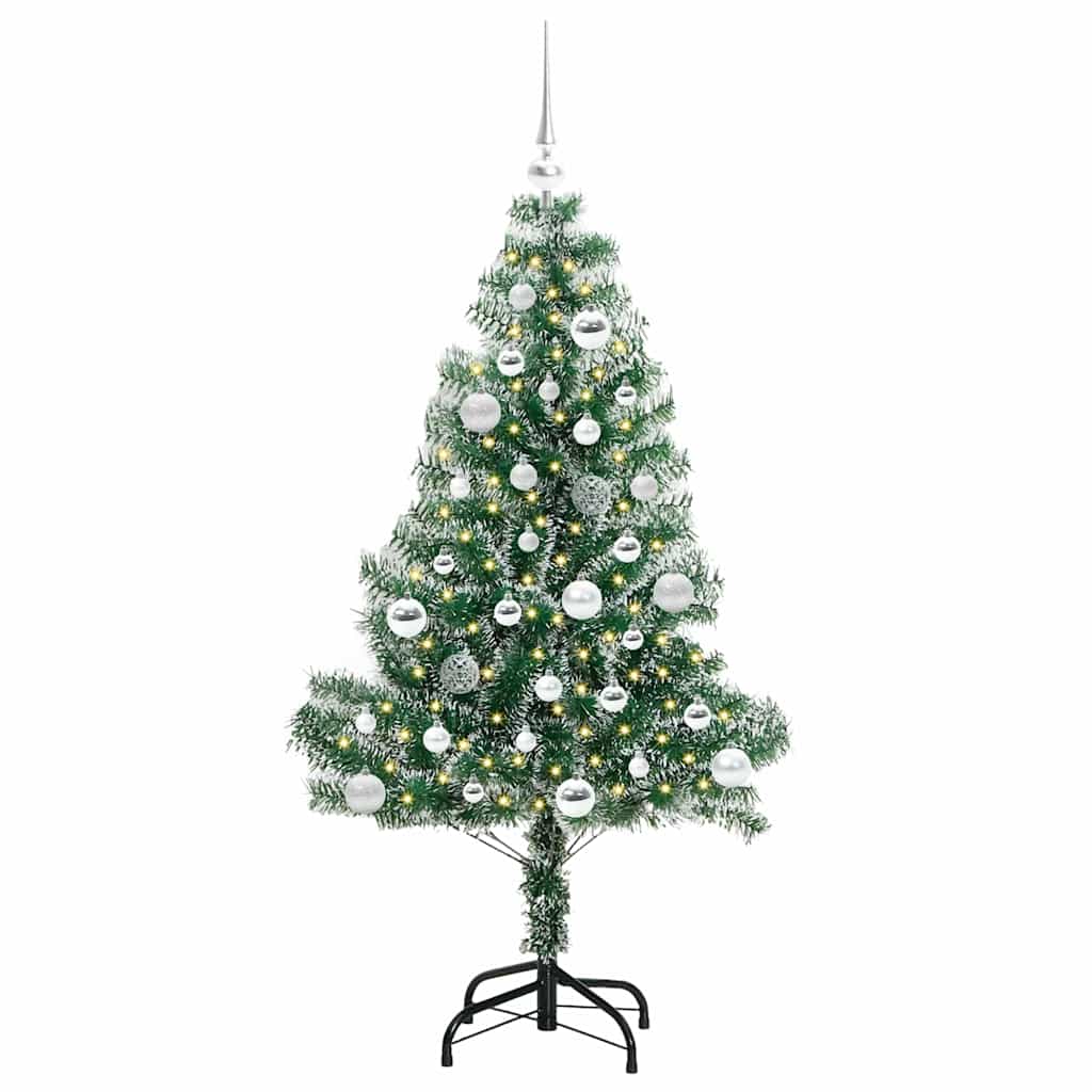 Vidaxl kunstmatige kerstboom sneeuw gevlochten met led licht 150 cm