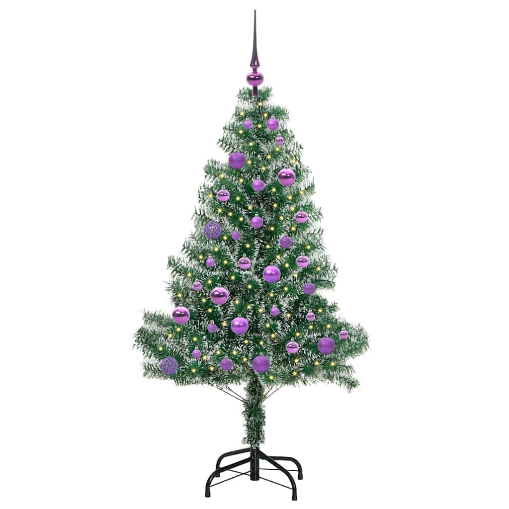 Vidaxl kunstmatige kerstboom sneeuw gevlochten met led licht 150 cm