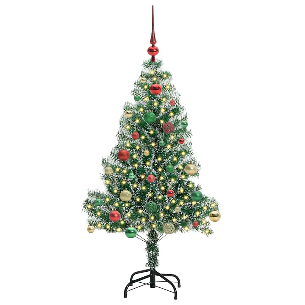 Vidaxl kunstmatige kerstboom sneeuw gevlochten met led licht 150 cm