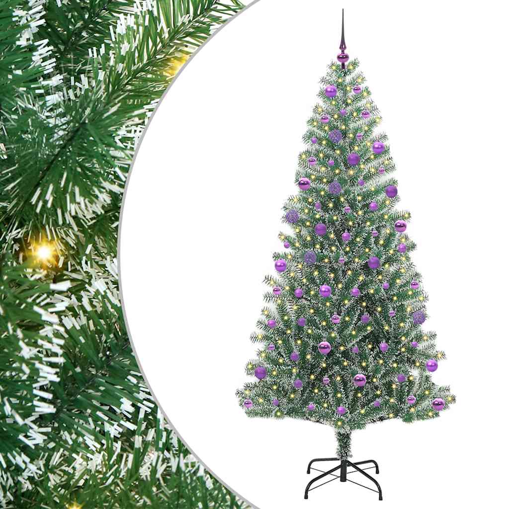 Vidaxl kunstmatige kerstboom sneeuw gevlochten met led licht 210 cm