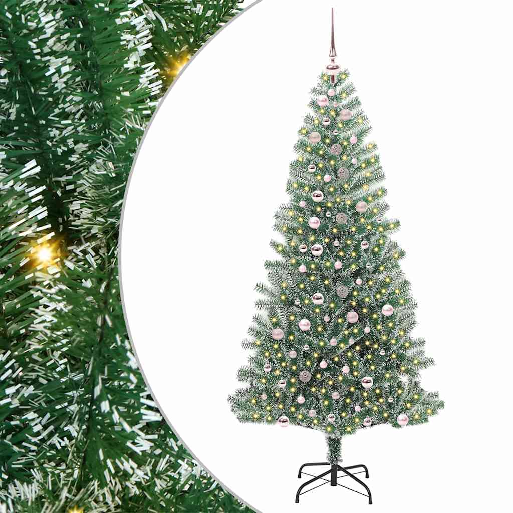 Vidaxl kunstmatige kerstboom sneeuw gevlochten met led licht 240 cm