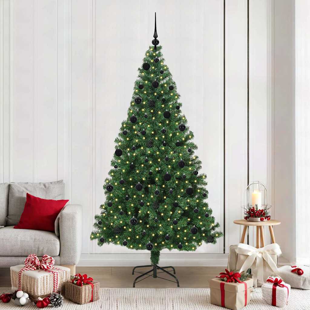 Vidaxl kunstkerstboom groen 210 cm pvc en staal en kunststof
