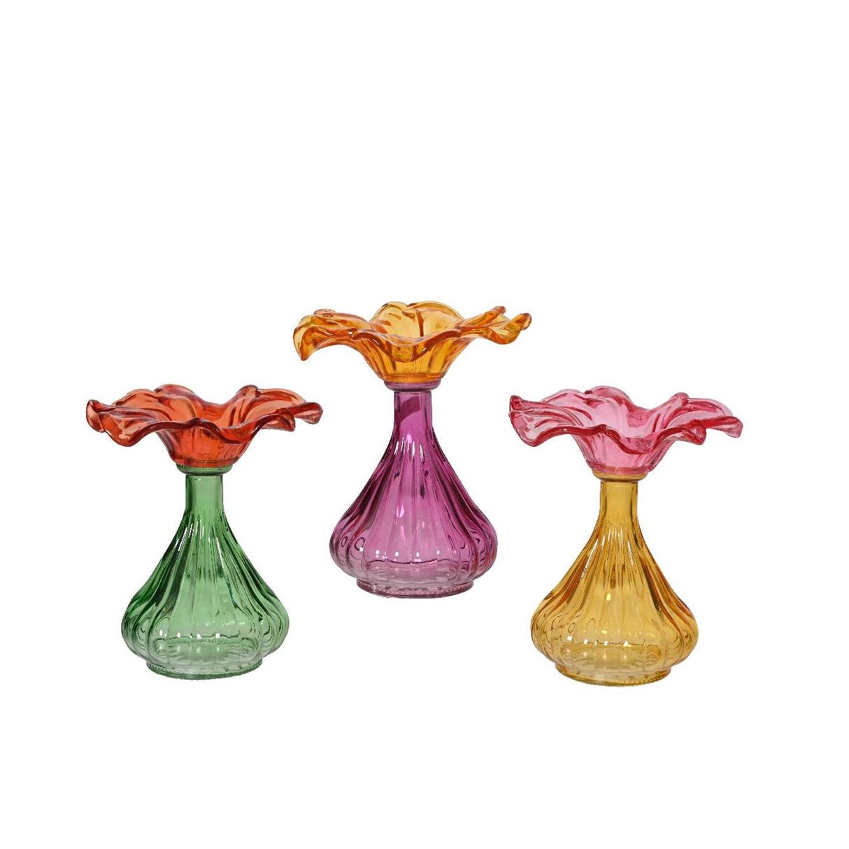 Decoris vaas bloem glas ã˜16,5xh19cm 3 assorti