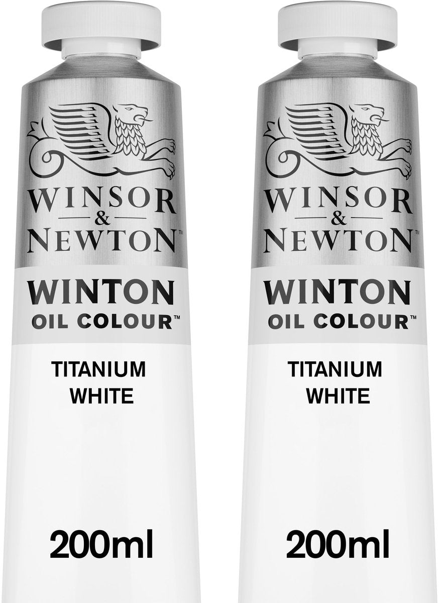 Winsor Newton Winton 1490699 oliefarvesæt – titanium hvid – 2x 200 ml – højdækkende kunstnermaling – til malerstudie