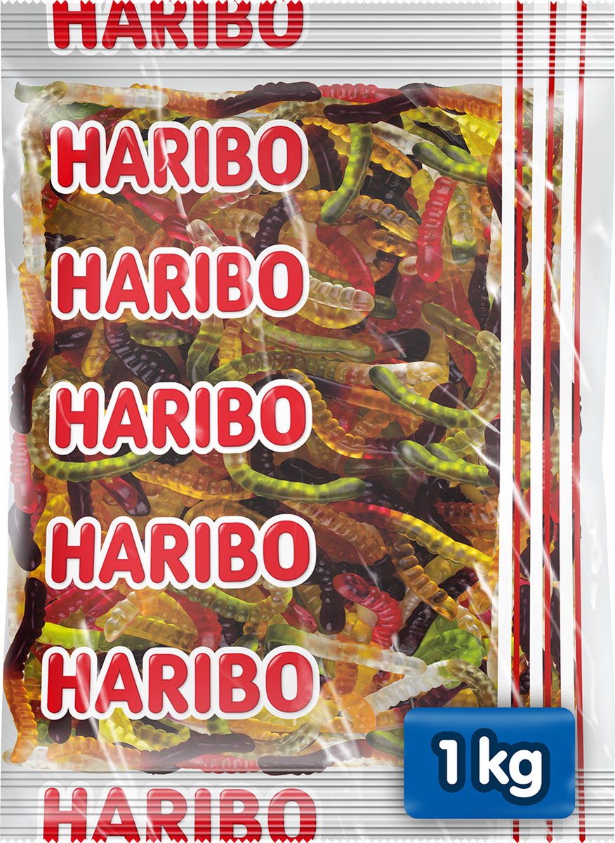 Haribo glødorme - slik med frugtsmag - 1 kg pose