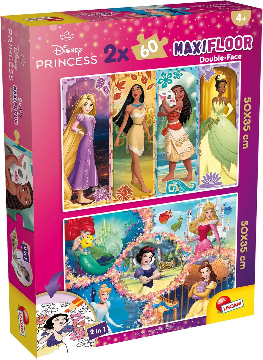 Lisciani disney puslespil df maxifloor 2 x 60 prinsesse