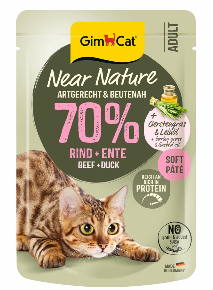 Gimcat kattefoder nær naturen okseand - 16 x 85 gr - værdipakke