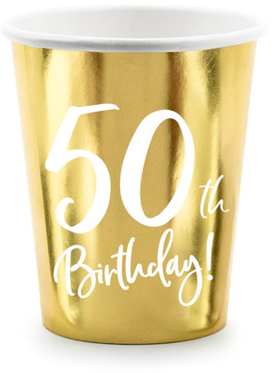 Partydeco 6 blanke krus til 50 års fødselsdag 220 ml
