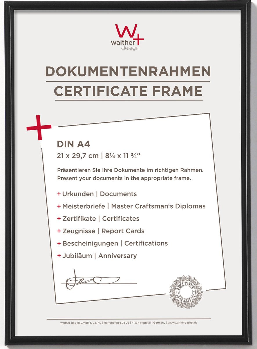 Walther galeria - plastramme - fotostørrelse 21x29,7 cm (din A4) - sort