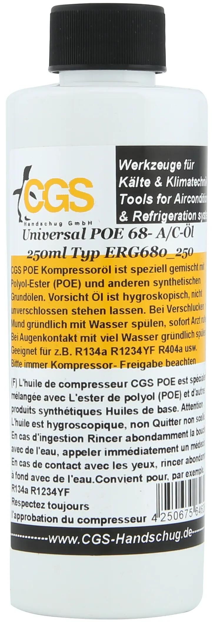 Cgs Klimakompressoröl uni kølemiddelolie 250ml til alle kølemidler