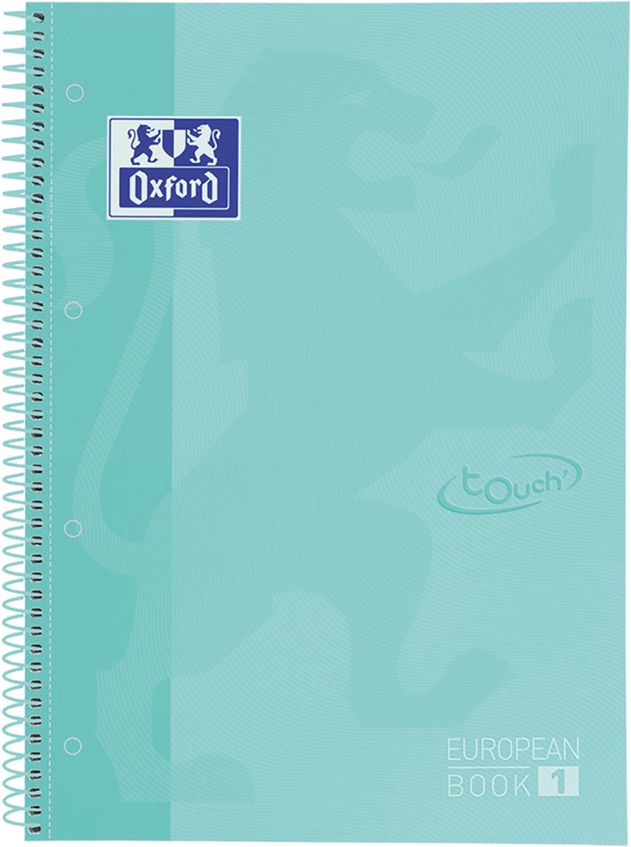 Oxford skole europæisk bog - notesbog - farvet kant - a4+ - linje - 80 ark - 4 huller - hardcover - pastel mint