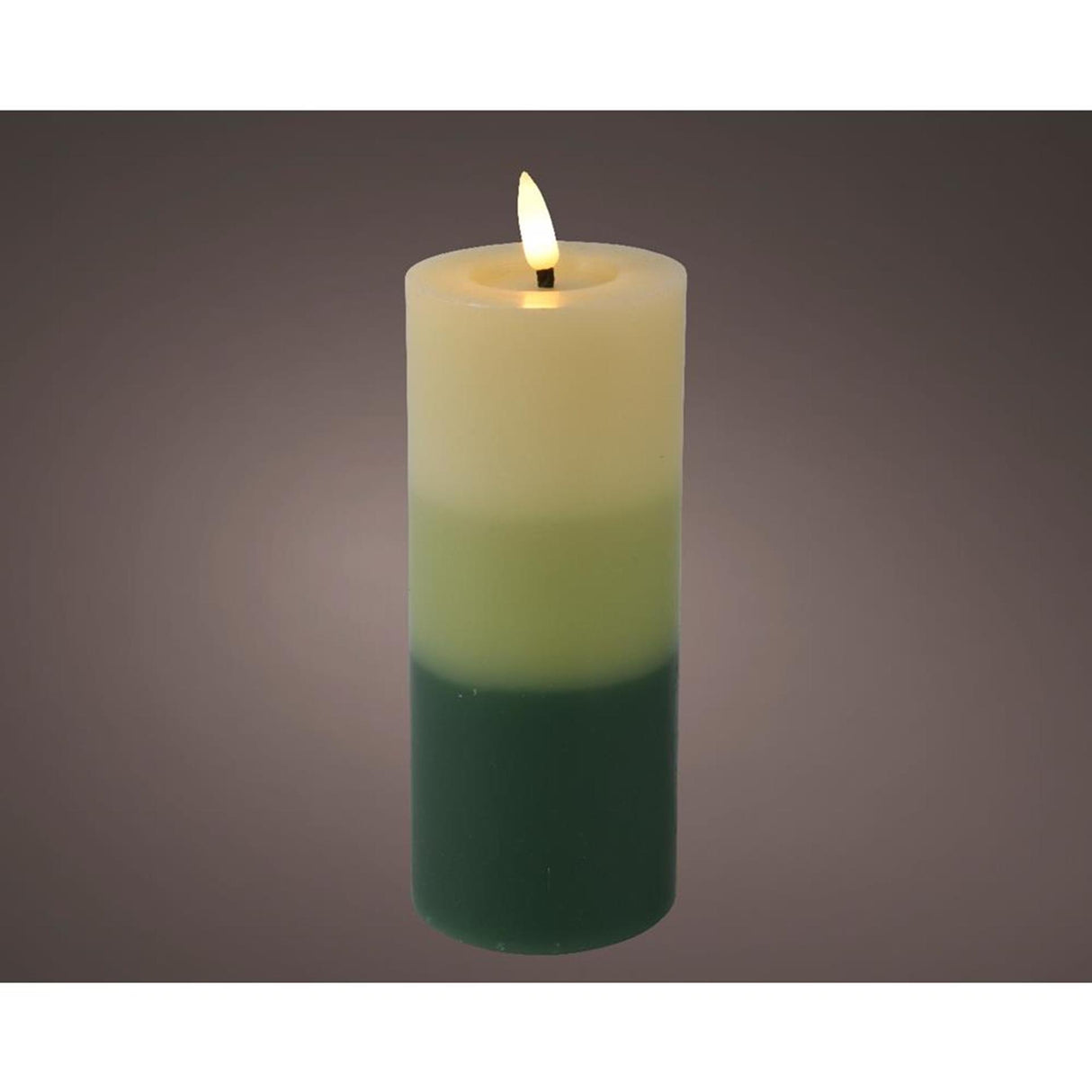 Lumineo LED stearinlys flammeeffekt gradient 15 cm grøn
