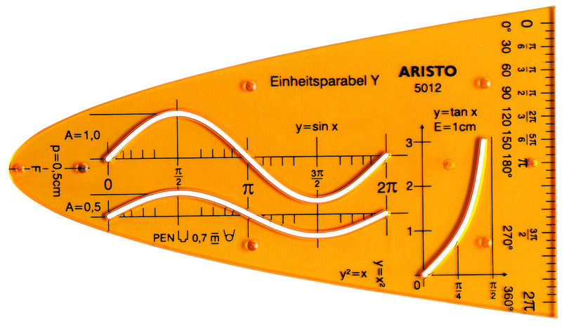 Aristo enhed parabel y - mål 200x75mm - med blækprikker - orange gennemsigtig - ar-5012
