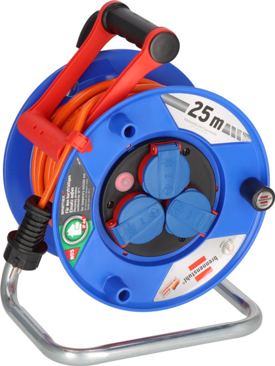 Brennerstuhl 1218740 kabeltromle 25 m orange jordet stik