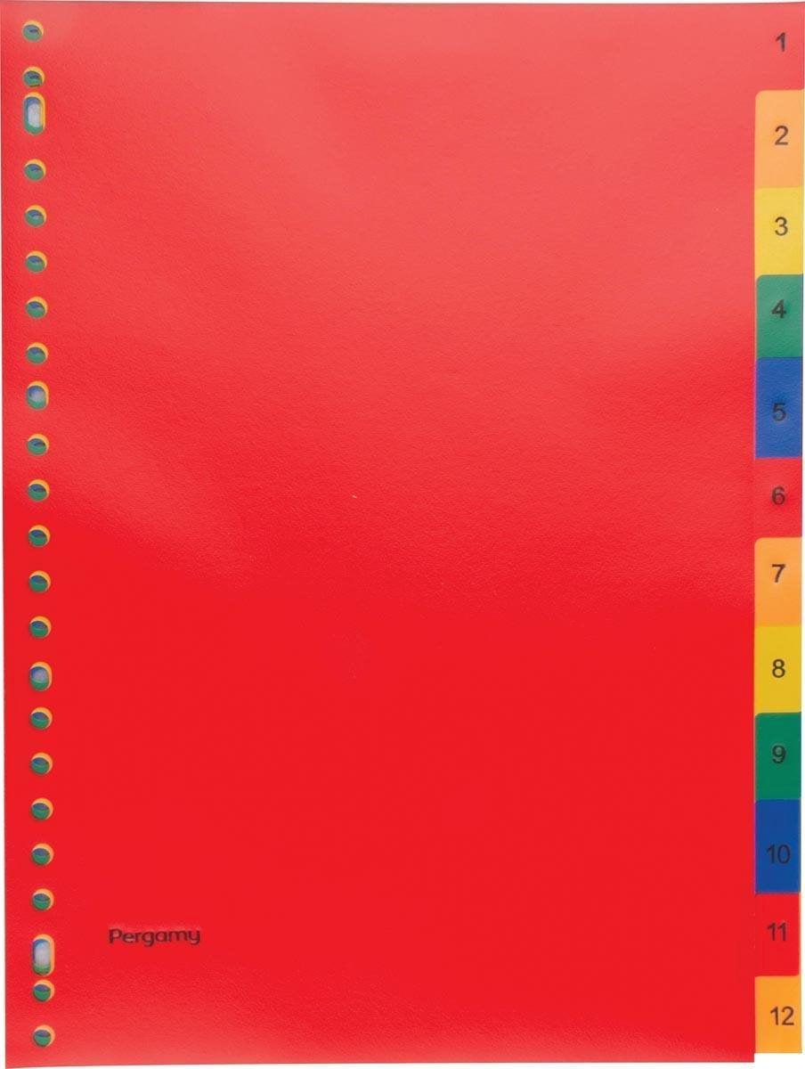 Pergamy tabs, ft a4, 23 hullers perforering, pp, assorterede farver, sæt 1-12