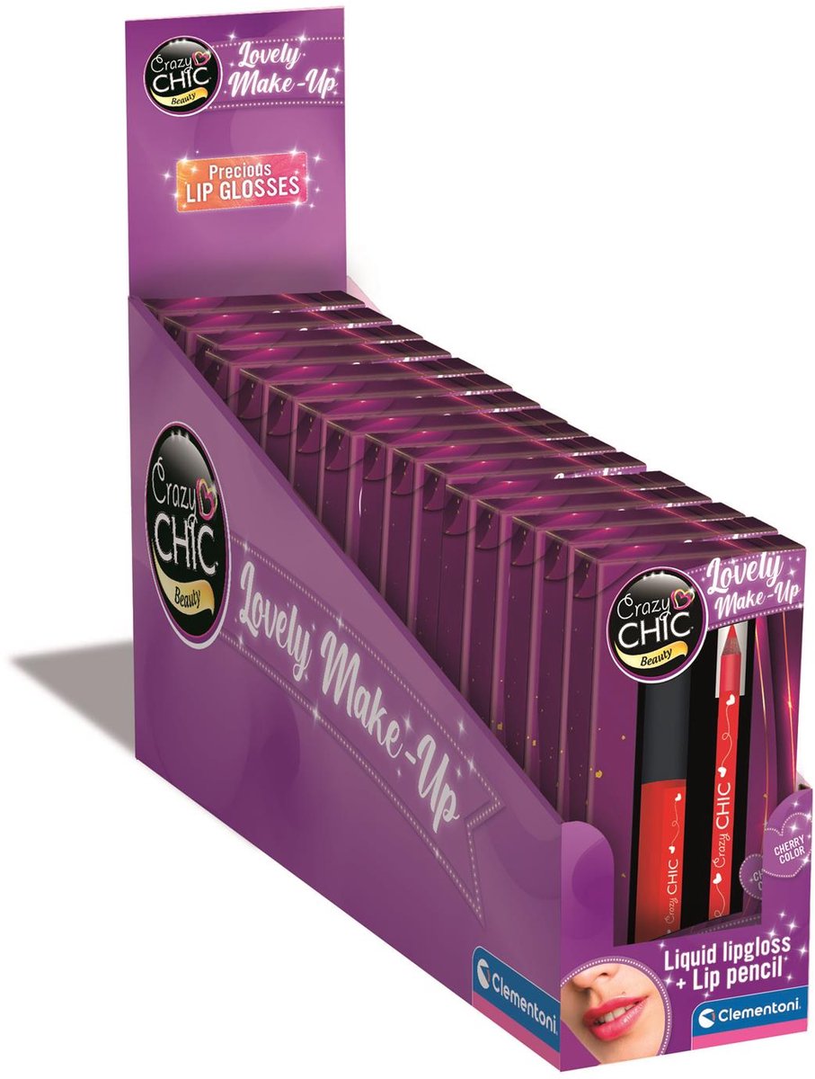 Clementoni crazy chic lipgloss og lip liner kirsebærrød