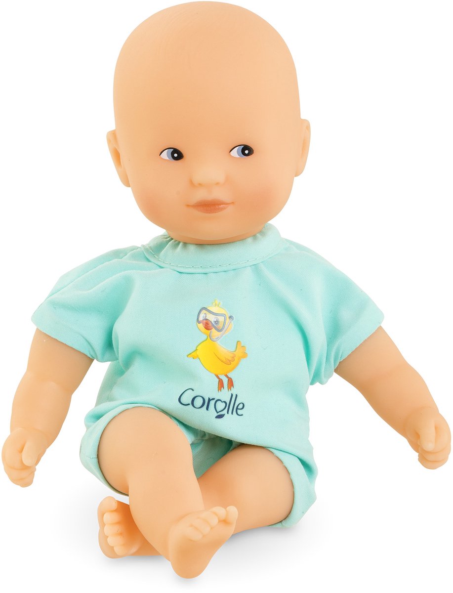 Corolle mini bad babydukke - blå, 20cm