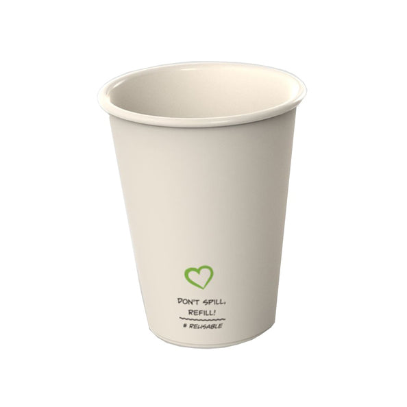 Reusable plastic koffiebeker blanco beige (400x180cc)