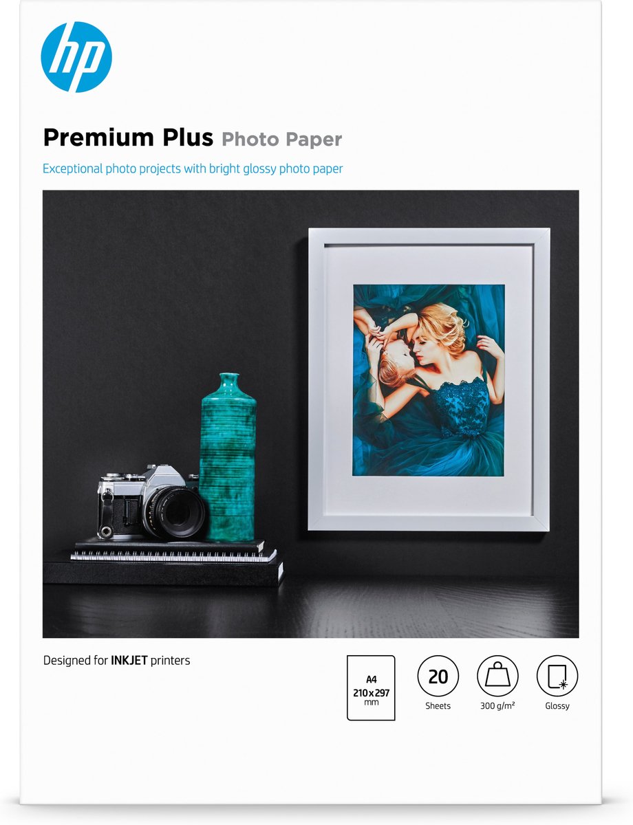 Hp premium plus blankt fotopapir - 20 ark a4